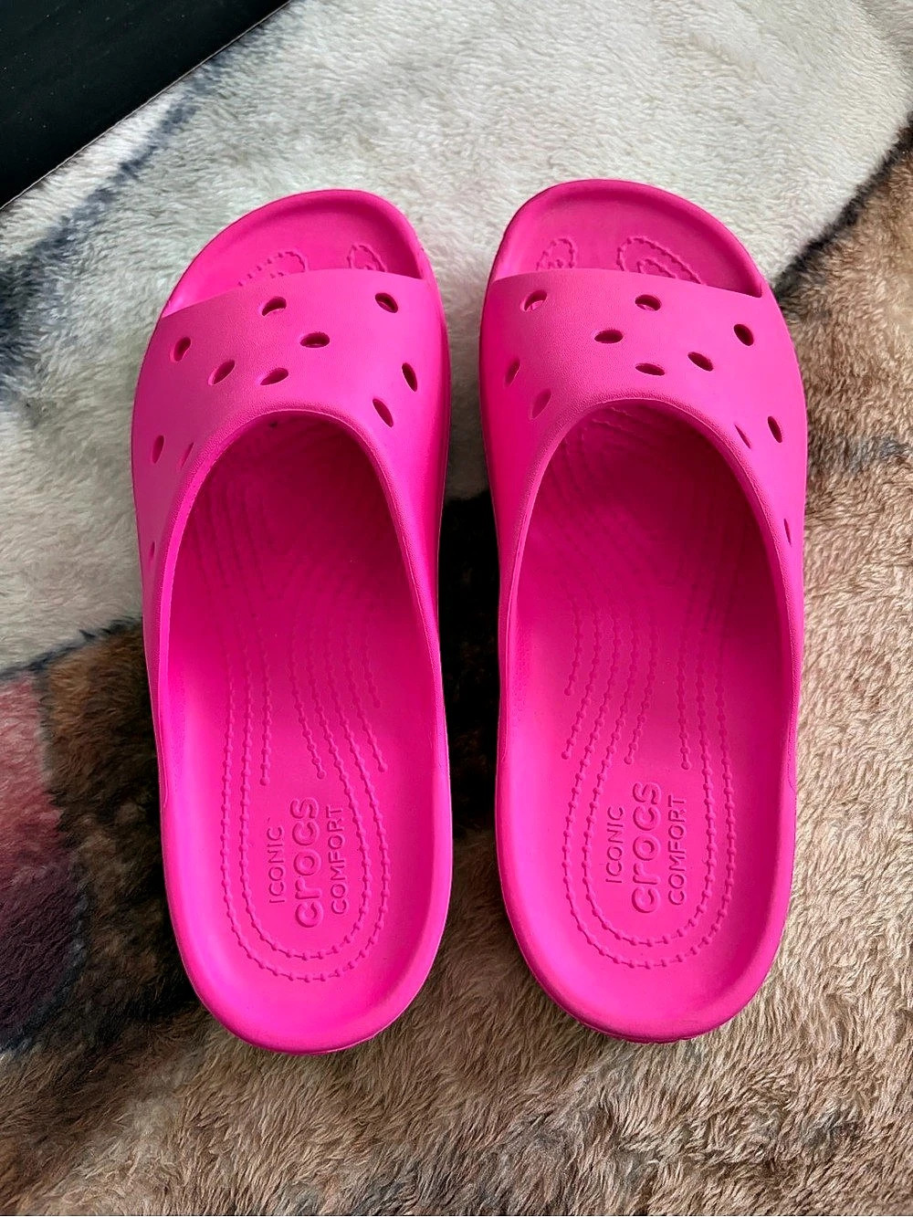 Crocs Classic Crush Slide Pink Sandals US 7 - Picture 2 of 7